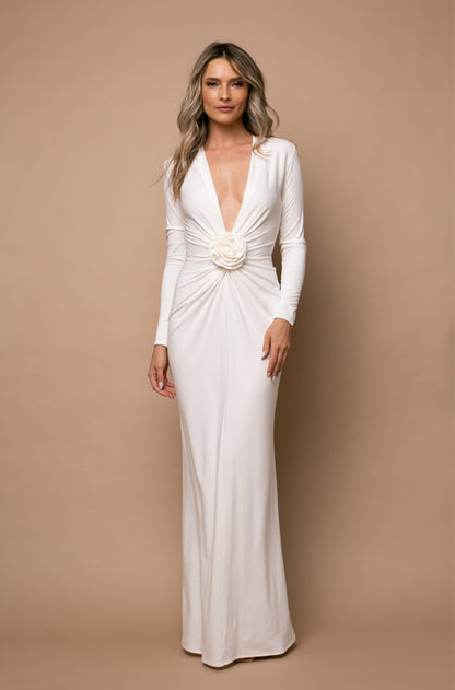 Mallorca Jersey Maxi Dress in Off White