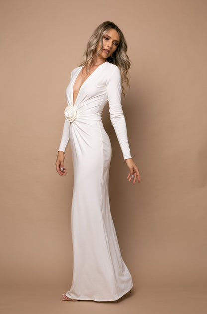 Mallorca Jersey Maxi Dress in Off White