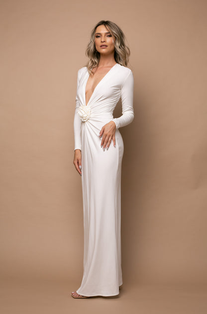 Mallorca Jersey Maxi Dress in Off White