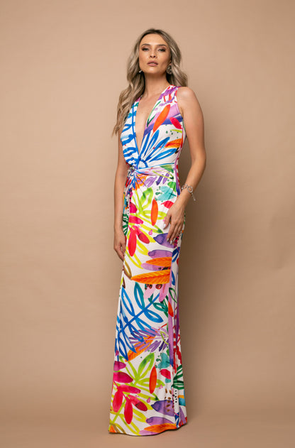 Mallorca Sleeveless Jersey Maxi Dress In Capri Print
