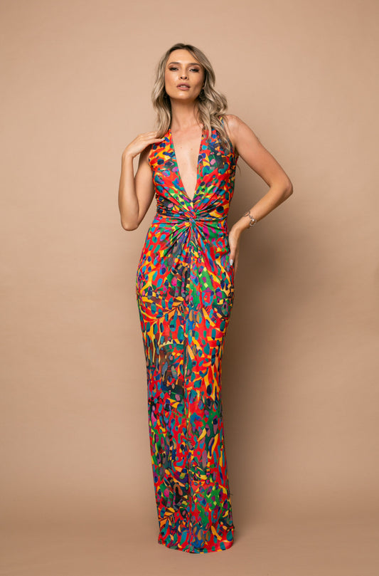 Mallorca Sleeveless Jersey Maxi Dress In Gaudi Print