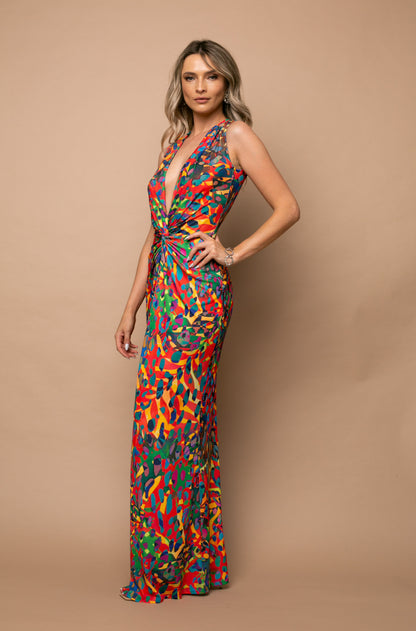 Mallorca Sleeveless Jersey Maxi Dress In Gaudi Print