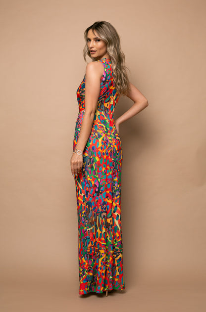 Mallorca Sleeveless Jersey Maxi Dress In Gaudi Print