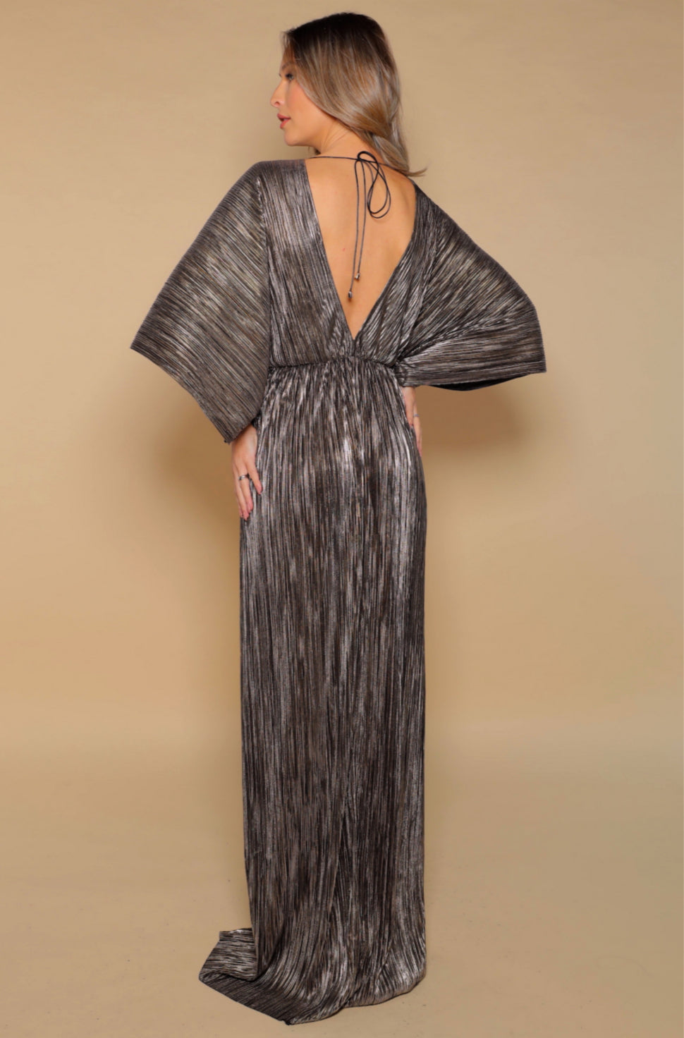 pleated lurex dress Wholesale Lurex Pleated Maxi Dress City Goddess