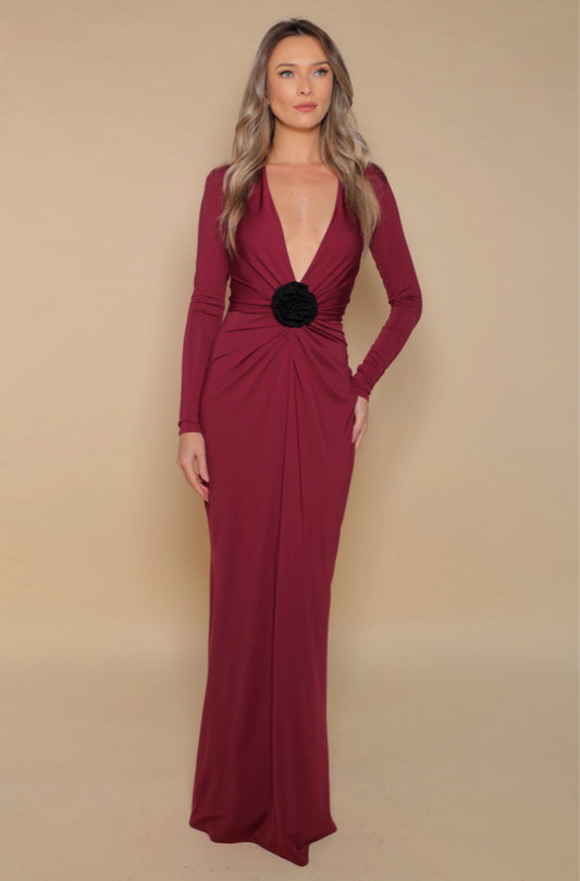 Mallorca Jersey Maxi Dress in Burgundy